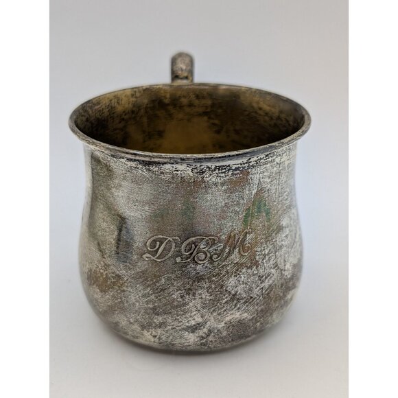 Vintage Gorham Sterling Silver Baby Cup #1944 monogrammed DBM Unpolished - Picture 10 of 13